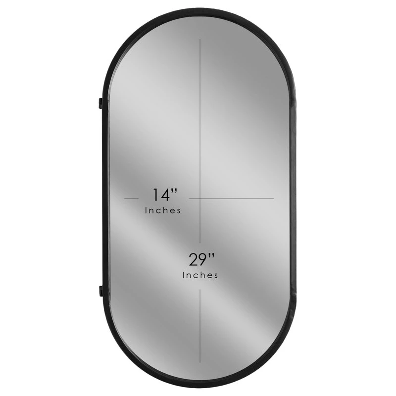 Head West, Inc. Black Metal Framed Oval Vanity Wall Mirror With Shelves - 15" X 30" 7 Head West, Inc. Black Metal Framed Oval Vanity Wall Mirror With Shelves - 15" X 30" - Image 5