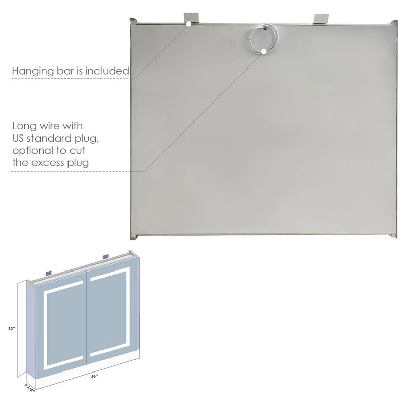 Altair Bojano Frameless Surface-Mount/Recessed LED Lighted Bathroom Medicine Cabinet, 3 8 Altair Bojano Frameless Surface-Mount/Recessed LED Lighted Bathroom Medicine Cabinet, 3 - Image 6