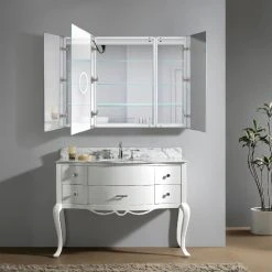 Krugg Reflections 48"x36" LED Medicine Cabinet, Dimmer/Defog, Makeup Mirror, And USB, Light Left -Laural Home Shop 220105020c62f6e2 8525 w800 h800 b0 p0