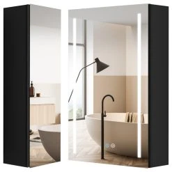 JimsMaison 30" Square Black Aluminum Surface Mount Medicine Cabinet With Mirror -Laural Home Shop 224192350311b5e0 7358 w800 h800 b1 p0