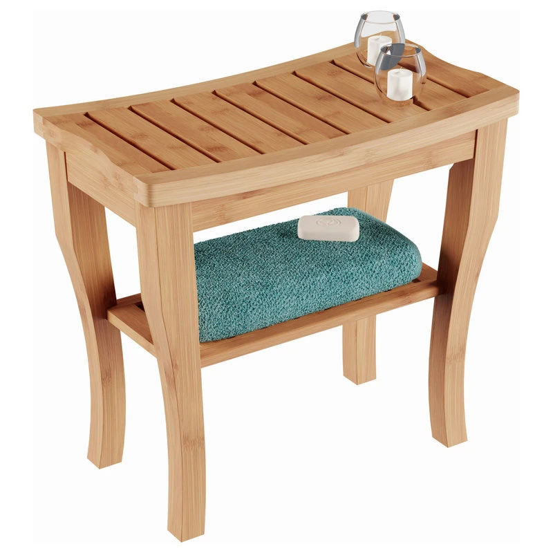 Trademark Global Shower Bench-Water Resistant Natural Eco-Friendly Bamboo With Storage Shelf 5 Trademark Global Shower Bench-Water Resistant Natural Eco-Friendly Bamboo With Storage Shelf - Image 3