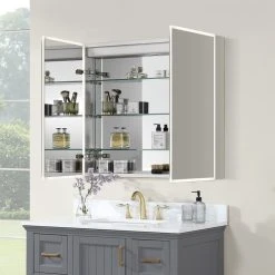 Altair Carsoli 36" Clear Glass Surface-Mount/Recessed LED Mirror Medicine Cabinet -Laural Home Shop 22a1330702c4e875 8082 w800 h800 b0 p0