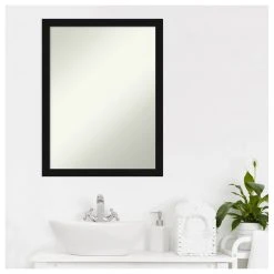 Amanti Art Avon Black Narrow Non-Beveled Bathroom Wall Mirror - 20 X 26 In. -Laural Home Shop 22d1359602bddca2 6144 w800 h800 b1 p0