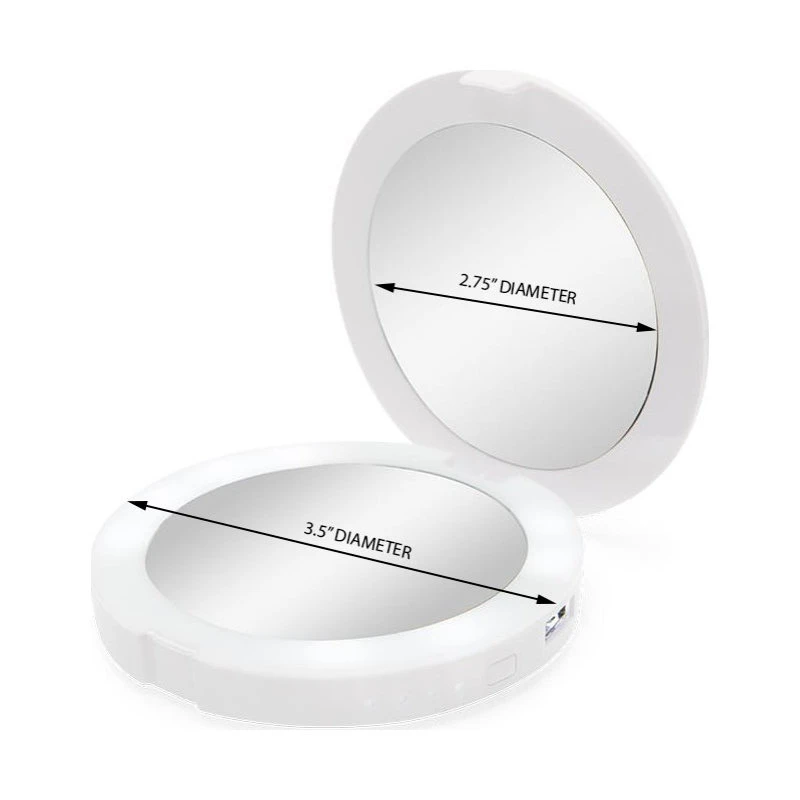 Impressions Vanity Company ChargeUp LED Compact Mirror & USB Power Bank, Compact Illuminated Mirror, White 7 Impressions Vanity Company ChargeUp LED Compact Mirror & USB Power Bank, Compact Illuminated Mirror, White - Image 5