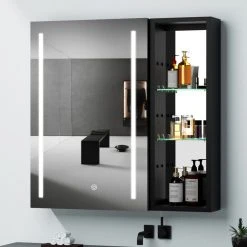 Jims Maison 30" Aluminum Surface Mount Medicine Cabinet With Mirror And Exterior Shelves, L 25 Jims Maison 30" Aluminum Surface Mount Medicine Cabinet With Mirror And Exterior Shelves, L -Laural Home Shop 2321a3f3037c44f6 7383 w800 h800 b0 p0