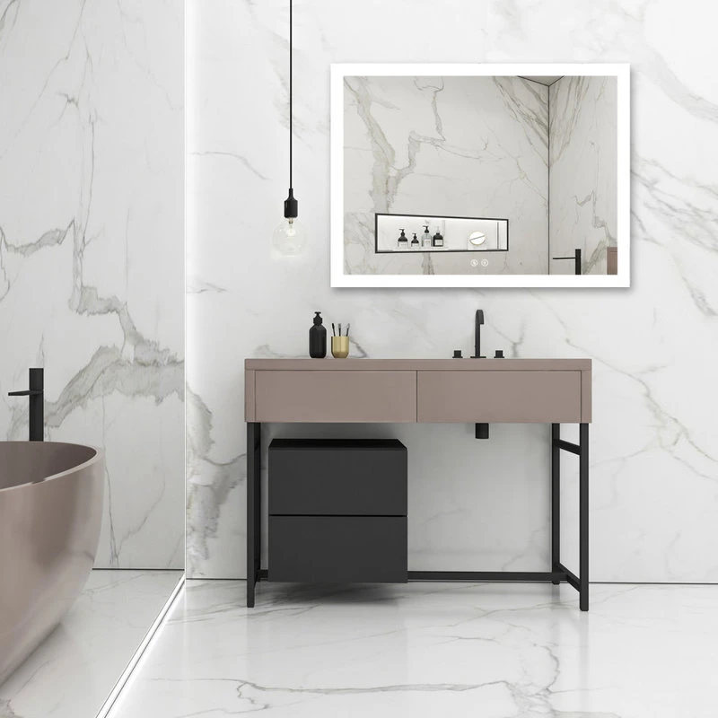 Kiva Rhyme 48"X36" Horizontal Wall Mounted LED Backlit Mirror, Bathroom Light Makeup Mirror 4 Kiva Rhyme 48"X36" Horizontal Wall Mounted LED Backlit Mirror, Bathroom Light Makeup Mirror - Image 2