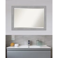 Amanti Art Vista Brushed Nickel Beveled Bathroom Wall Mirror - 40.25 X 28.25 In. -Laural Home Shop 2531833e0ec6db51 6848 w800 h800 b0 p0
