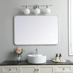 Elegant Furniture & Lighting Ellis Soft Corner Metal Rectangular Mirror, White, 28"x42" -Laural Home Shop 25c1471f00958dbf 0490 w800 h800 b0 p0