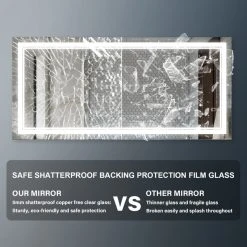 Wellfor Frameless LED Lighted Dimmable Bathroom Vanity Mirror With Defogger, 60"x28" -Laural Home Shop 25d1e91302f4dbbb 7338 w800 h800 b0 p0