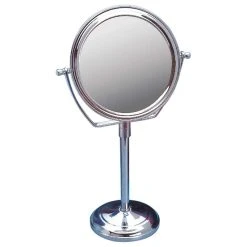Renovators Supply Manufacturing Table Makeup Mirror Chrome Brass Swivel Magnifying Two Sided |