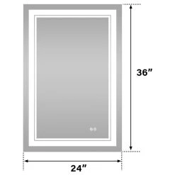 Wellfor Frameless LED Lighted Dimmable Bathroom Vanity Mirror With Defogger, 24"x36" -Laural Home Shop 2621a29b02f4d8ec 7293 w800 h800 b1 p0