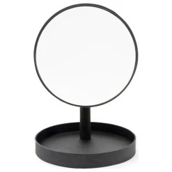 Coppice Oak Magnifying Vanity Mirror With Storage Tray | Wireworks Look, Dark Oak