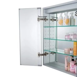 Fine Fixtures Bathroom LED Medicine Cabinet, Aluminum, Recessed/Surface Mount, 30"x30" -Laural Home Shop 2631d2430e593152 3568 w800 h800 b0 p0