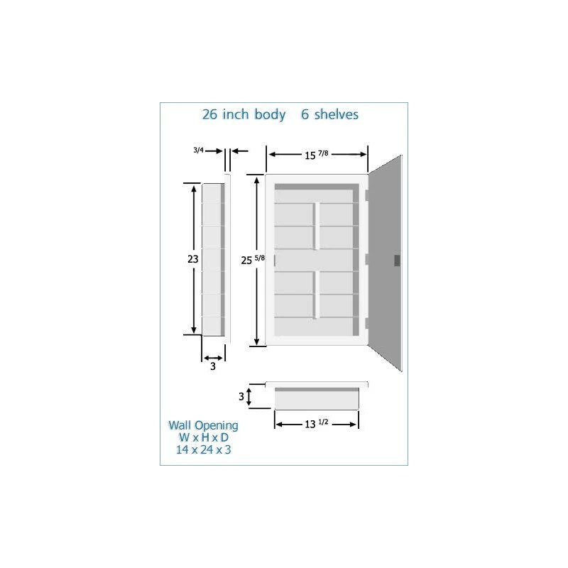 Zaca 12-2-26 Capella 26" Medicine Cabinet - White 5 Zaca 12-2-26 Capella 26" Medicine Cabinet - White - Image 3
