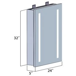 Vinnova Rectangular Frameless Lighted Medicine Cabinet Wall Mounted Mirror, 24" 25 Vinnova Rectangular Frameless Lighted Medicine Cabinet Wall Mounted Mirror, 24" -Laural Home Shop 27614fd901a9bfb4 4999 w800 h800 b1 p0