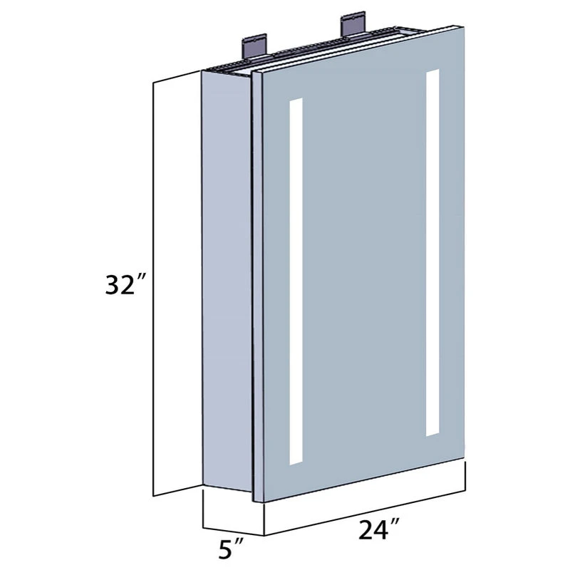 Vinnova Rectangular Frameless Lighted Medicine Cabinet Wall Mounted Mirror, 24" 14 Vinnova Rectangular Frameless Lighted Medicine Cabinet Wall Mounted Mirror, 24" - Image 12