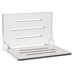 Seachrome Corporation Seachrome Silhouette Folding Wall Mount Shower Bench Seat, White Seat With White Frame