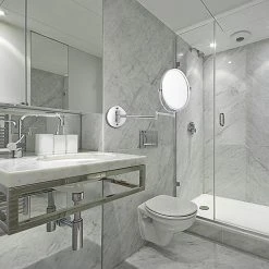 American Imaginations 16.95-in. W Oval Stainless Steel Wall Mount Magnifying Mirror In Chrome Color -Laural Home Shop 28a1204300dbb44b 2105 w800 h800 b0 p0