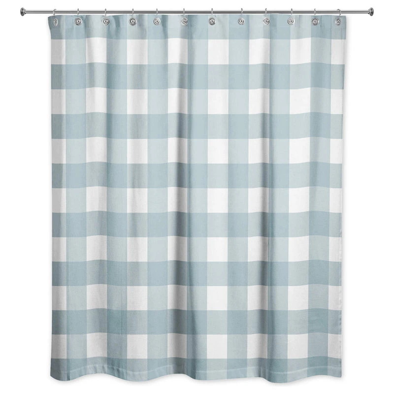 DDCG Sea Glass Buffalo Check 71x74 Shower Curtain 3 DDCG Sea Glass Buffalo Check 71x74 Shower Curtain