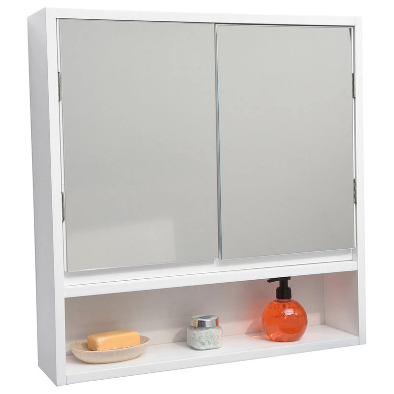 EVIDECO Wall Mounted Mirrored Medicine Cabinet Miami White 2 Doors 1 Shelf 3 EVIDECO Wall Mounted Mirrored Medicine Cabinet Miami White 2 Doors 1 Shelf