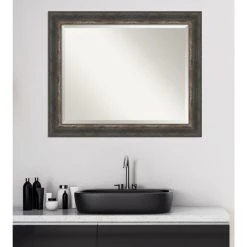 Amanti Art Bark Rustic Char Beveled Bathroom Wall Mirror - 33 X 27 In. -Laural Home Shop 28f177df0ec6db42 6186 w800 h800 b0 p0