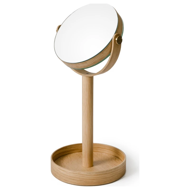 Coppice Natural Oak Double Face Mirror With Storage Tray | Wireworks Close-up 5 Coppice Natural Oak Double Face Mirror With Storage Tray | Wireworks Close-up - Image 3