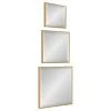 Uniek Rhodes Modern Square Mirror Set, Gold 3 Piece