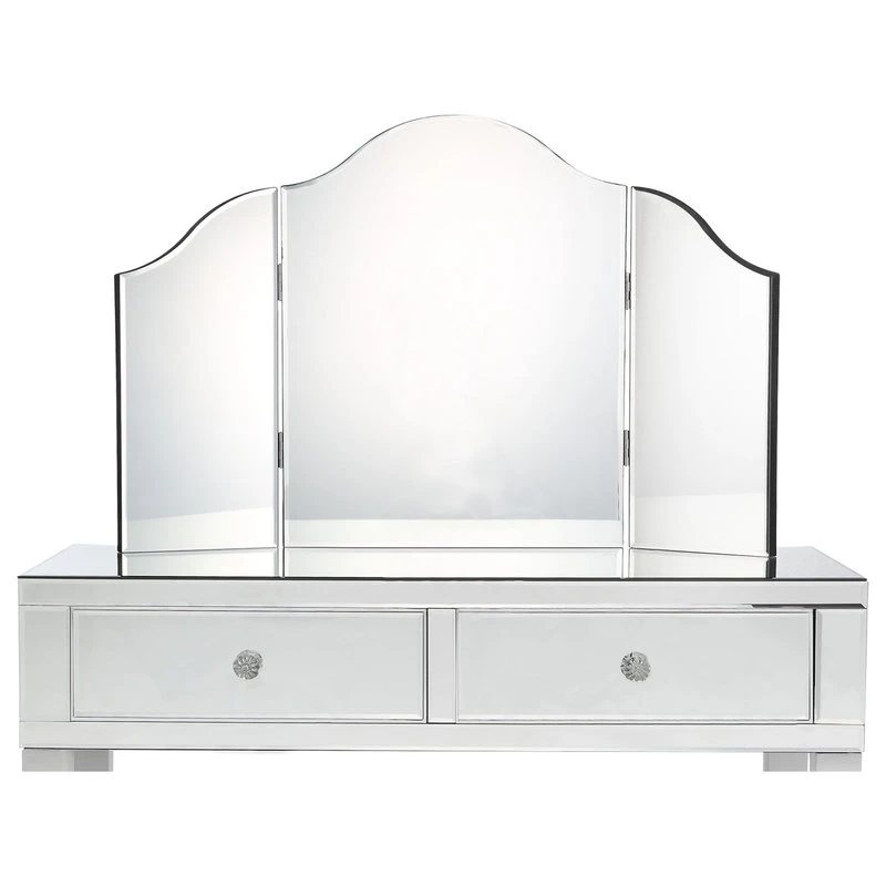 Inspired Home Verina Frameless Modern Contemporary Tri-fold Tabletop Vanity Mirror, No Color 5 Inspired Home Verina Frameless Modern Contemporary Tri-fold Tabletop Vanity Mirror, No Color - Image 3