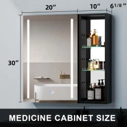 JimsMaison 30" Aluminum Surface Mount Medicine Cabinet With Mirror And Open Shelves -Laural Home Shop 2a91b87c0311ca01 7351 w800 h800 b0 p0