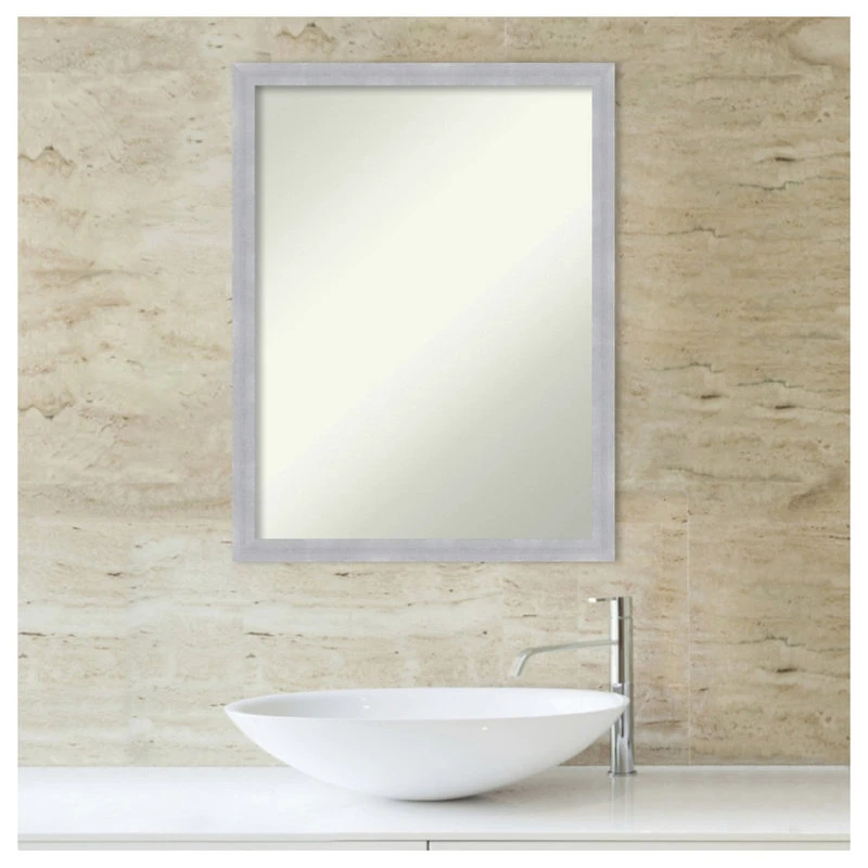 Amanti Art Grace Brushed Nickel Narrow Non-Beveled Bathroom Wall Mirror - 20 X 26 In. 7 Amanti Art Grace Brushed Nickel Narrow Non-Beveled Bathroom Wall Mirror - 20 X 26 In. - Image 5