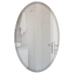 OVALCREST By The Oval And Round Mirror Store Oval Beveled Frameless Mirror, 24"x30"