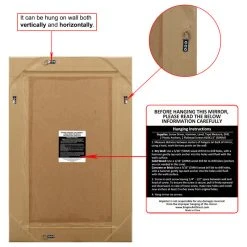 Empire Art Direct Beveled Rectangle Wall Mirror, Solid Wood Frame With 1"-Beveled Center, 36"x24" -Laural Home Shop 2ae197950087ada9 7690 w800 h800 b1 p0