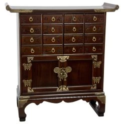 Oriental Furniture Korean Antique Style 16 Drawer Medicine Chest