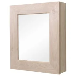 Fox Hollow Furnishings Wall Mount Mirrored Medicine Cabinet, Unfinished Flat Frame