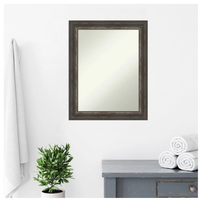 Amanti Art Alta Rustic Char Non-Beveled Bathroom Wall Mirror - 22.5 X 28.5 In. 10 Amanti Art Alta Rustic Char Non-Beveled Bathroom Wall Mirror - 22.5 X 28.5 In. - Image 8