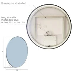 Altair Palme Round Framed Bathroom/Vanity LED Lighted Wall Mirror, Matte Black, 32" -Laural Home Shop 2ba110cf028610db 8118 w800 h800 b1 p0