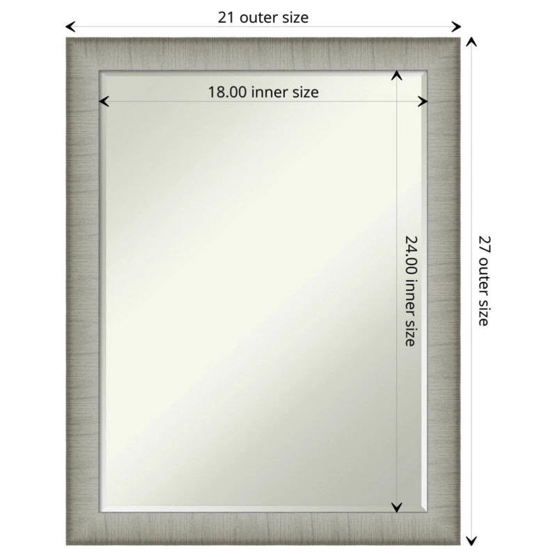Amanti Art Elegant Brushed Pewter Narrow Petite Bevel Bathroom Wall Mirror 21 X 27 In. 6 Amanti Art Elegant Brushed Pewter Narrow Petite Bevel Bathroom Wall Mirror 21 X 27 In. - Image 4