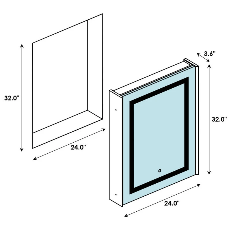 Altair Bojano 24" Clear Glass Surface-Mount/Recessed LED Mirror Medicine Cabinet 17 Altair Bojano 24" Clear Glass Surface-Mount/Recessed LED Mirror Medicine Cabinet - Image 15