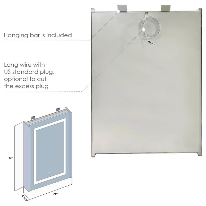 Altair Bojano 24" Clear Glass Surface-Mount/Recessed LED Mirror Medicine Cabinet 8 Altair Bojano 24" Clear Glass Surface-Mount/Recessed LED Mirror Medicine Cabinet - Image 6