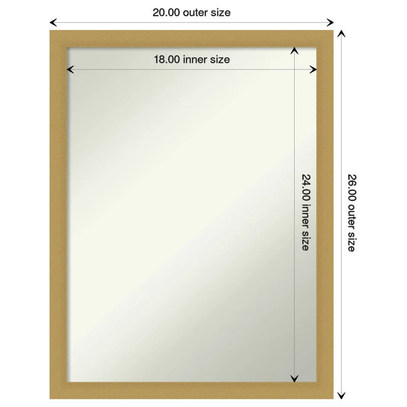 Amanti Art Grace Brushed Gold Narrow Non-Beveled Bathroom Wall Mirror - 20 X 26 In. 6 Amanti Art Grace Brushed Gold Narrow Non-Beveled Bathroom Wall Mirror - 20 X 26 In. - Image 4