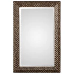 Unique Mirrors Rust Bronze With Gold Highlights Rectangular Mirror, Bathroom Mirror, 24 X 36