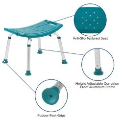 Delacora FF-HY3410L-BATH-SHOWER-STOOL Legacy 19"W Height - Teal 6 Delacora FF-HY3410L-BATH-SHOWER-STOOL Legacy 19"W Height - Teal -Laural Home Shop 2de1fccc0144d0e3 6878 w800 h800 b1 p0