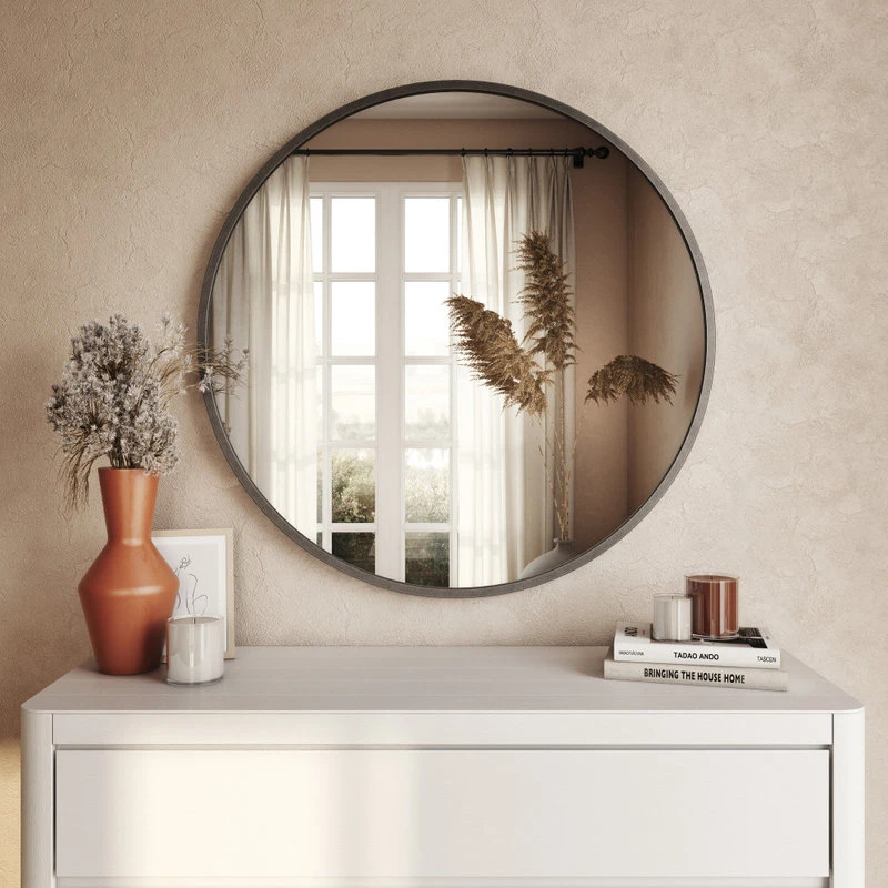 Aspire Home Accents, Inc. Bali Modern Round Wall Mirror, Gray, 32" 4 Aspire Home Accents, Inc. Bali Modern Round Wall Mirror, Gray, 32" - Image 2
