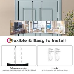 Yescom Byootique 3 Way Mirror Trifold W/ LED Lights Telescoping Hooks For Hair Cutting -Laural Home Shop 2e11fc290229d7b5 4216 w800 h800 b0 p0