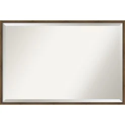Amanti Art Lucie Light Bronze Beveled Wood Bathroom Wall Mirror - 37 X 25 In.