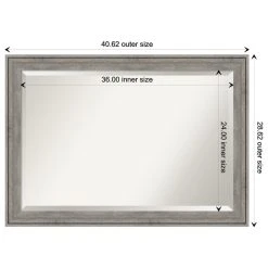 Amanti Art Regis Barnwood Grey Beveled Wood Bathroom Wall Mirror - 40.5 X 28.5 In. -Laural Home Shop 2e61b50a0fcfd2c9 6785 w800 h800 b1 p0