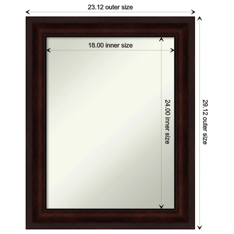 Amanti Art Coffee Bean Brown Non-Beveled Bathroom Wall Mirror - 23 X 29 In. 6 Amanti Art Coffee Bean Brown Non-Beveled Bathroom Wall Mirror - 23 X 29 In. - Image 4