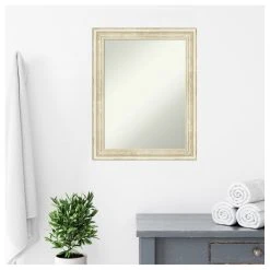Amanti Art Country White Wash Non-Beveled Wood Bathroom Wall Mirror - 22.5 X 28.5 In. -Laural Home Shop 2f01481f02bddde0 6146 w800 h800 b1 p0