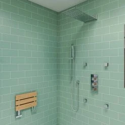 Alfi Trade Polished Chrome 16" Folding Teak Wood Shower Seat Bench -Laural Home Shop 2f313ed1012d3ebd 9042 w800 h800 b0 p0