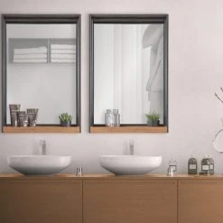 Uniek Mehta Wood And Metal Shelf Mirror, Rustic Brown/Silver 20x30 -Laural Home Shop 2f91da2f0fb40ff5 7773 w800 h800 b0 p0